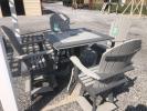 40" square pub table with 4 fan back swivel pub chairs